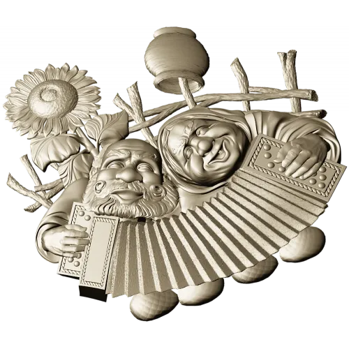 Sunny Accordion Elders - STL 3D model for CNC relief carving