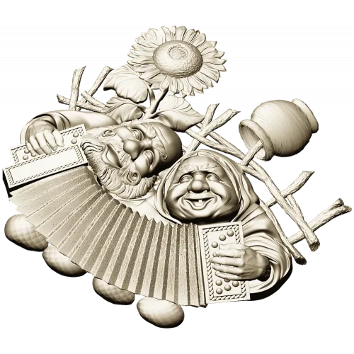Sunny Accordion Elders - STL 3D model for CNC relief carving