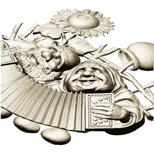 Sunny Accordion Elders - STL 3D model for CNC relief carving