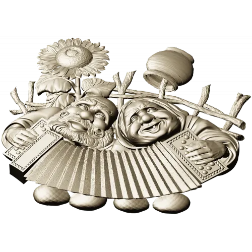 Sunny Accordion Elders - STL 3D model for CNC relief carving
