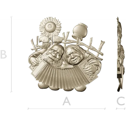 Sunny Accordion Elders - STL 3D model for CNC relief carving