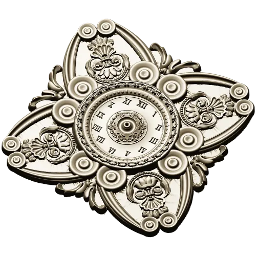 Ornate Clock Face Rosette 3D Model STL for CNC Milling