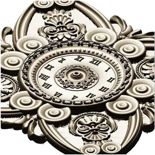 Ornate Clock Face Rosette 3D Model STL for CNC Milling