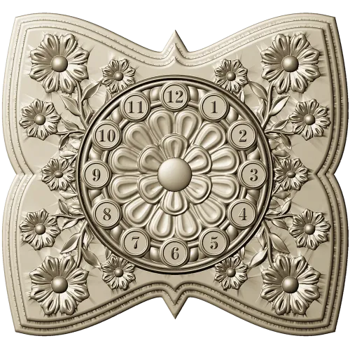 Decorative Floral Clock Face 3D Model for CNC Milling in STL Format