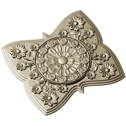 Decorative Floral Clock Face 3D Model for CNC Milling in STL Format