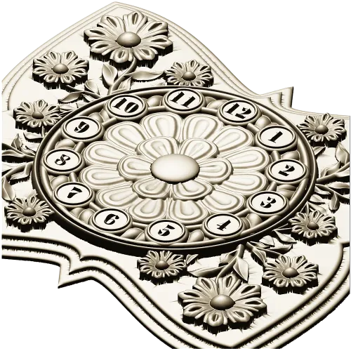 Decorative Floral Clock Face 3D Model for CNC Milling in STL Format