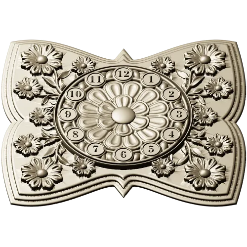 Decorative Floral Clock Face 3D Model for CNC Milling in STL Format
