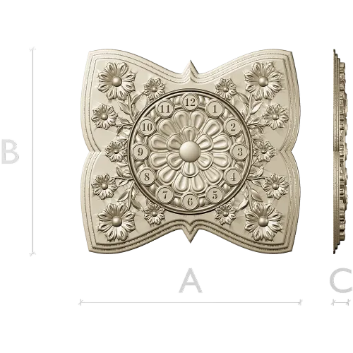 Decorative Floral Clock Face 3D Model for CNC Milling in STL Format