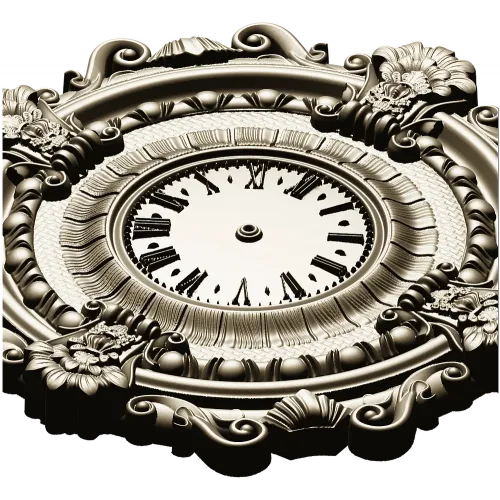 Ornate Baroque Wall Clock 3D Model for CNC Milling