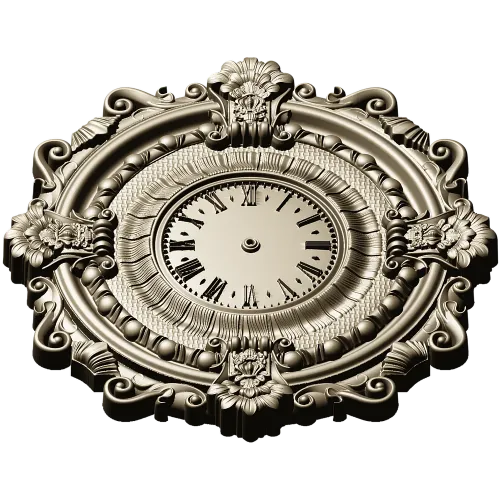 Ornate Baroque Wall Clock 3D Model for CNC Milling