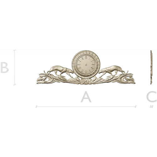 Барочный фриз с часами и гончими - STL модель для ЧПУ