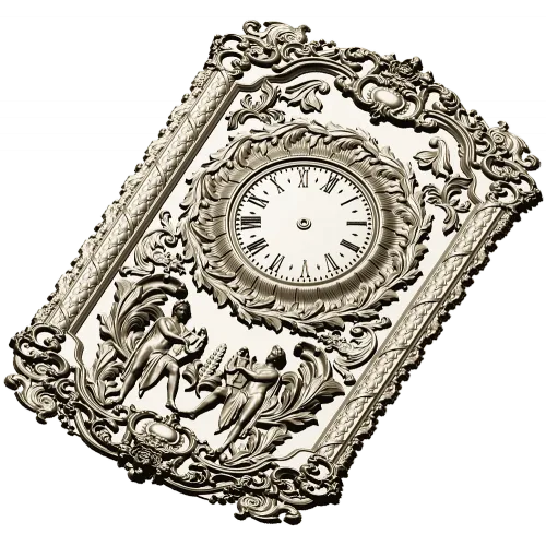 Ornate Baroque Clock Panel 3D STL Model for CNC Milling