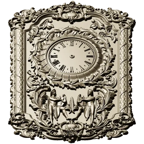 Ornate Baroque Clock Panel 3D STL Model for CNC Milling