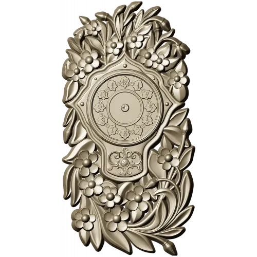 Ornate Floral Clock Face 3D Model for CNC