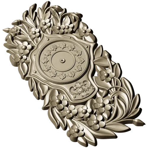 Ornate Floral Clock Face 3D Model for CNC