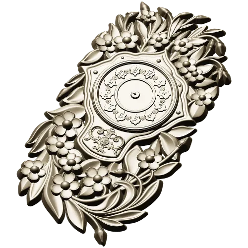 Ornate Floral Clock Face 3D Model for CNC