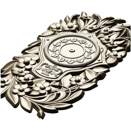 Ornate Floral Clock Face 3D Model for CNC