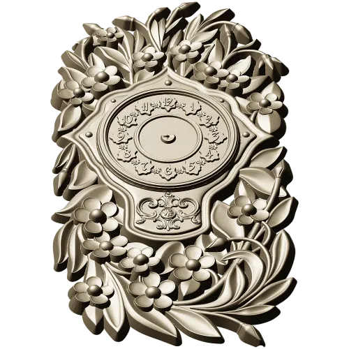 Ornate Floral Clock Face 3D Model for CNC