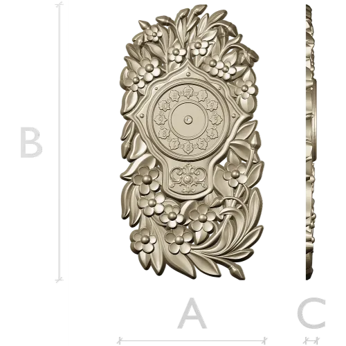 Ornate Floral Clock Face 3D Model for CNC