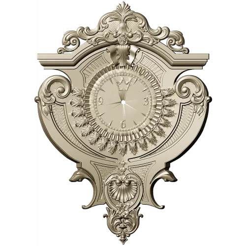 Baroque Elegance Wall Clock STL Model for CNC Milling