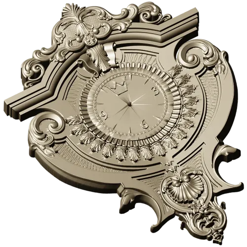 Baroque Elegance Wall Clock STL Model for CNC Milling