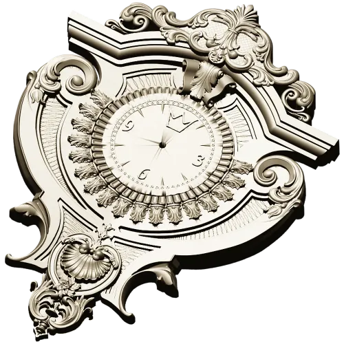 Baroque Elegance Wall Clock STL Model for CNC Milling