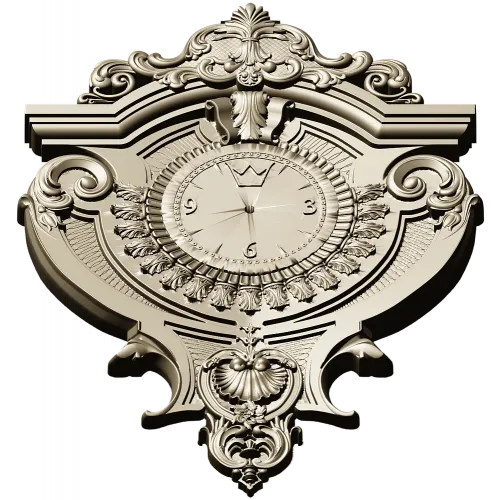 Baroque Elegance Wall Clock STL Model for CNC Milling