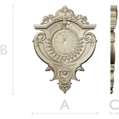 Baroque Elegance Wall Clock STL Model for CNC Milling