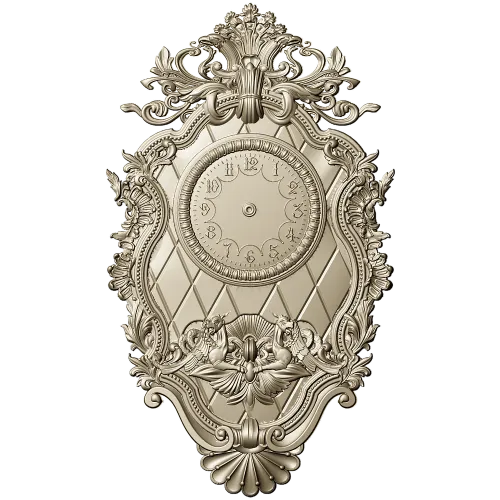 Detailed 3D Model STL of Ornamental Clock Frame for CNC Woodworking