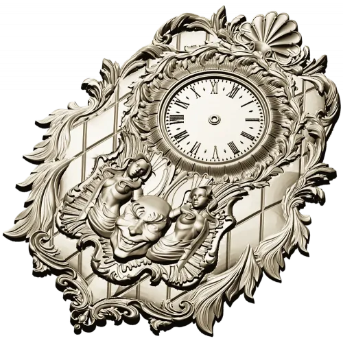 Ornate Baroque Wall Clock STL Model for CNC Milling