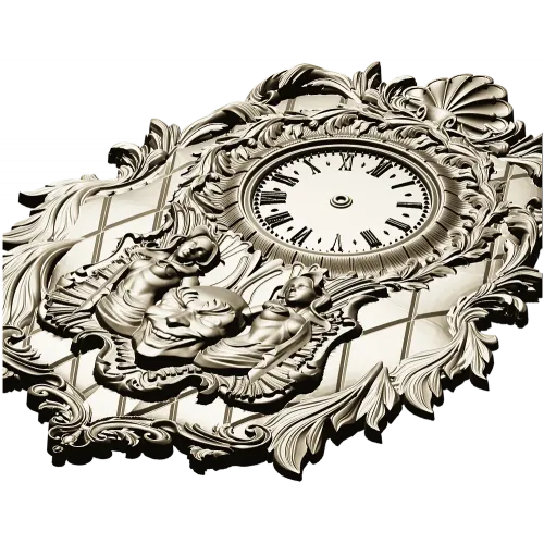 Ornate Baroque Wall Clock STL Model for CNC Milling
