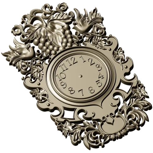 Ornate Baroque Clock Frame 3D Model in STL for CNC