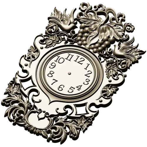 Ornate Baroque Clock Frame 3D Model in STL for CNC