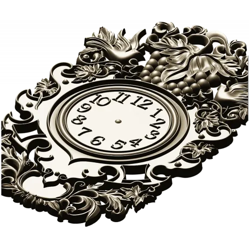 Ornate Baroque Clock Frame 3D Model in STL for CNC