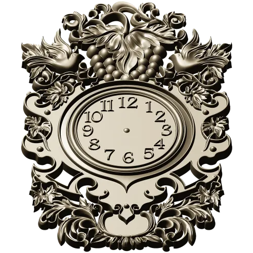 Ornate Baroque Clock Frame 3D Model in STL for CNC