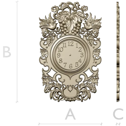 Ornate Baroque Clock Frame 3D Model in STL for CNC