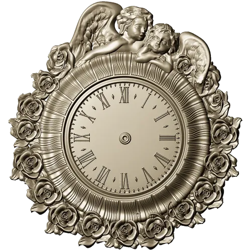 Decorative Angel Clock 3D Model STL for CNC Milling
