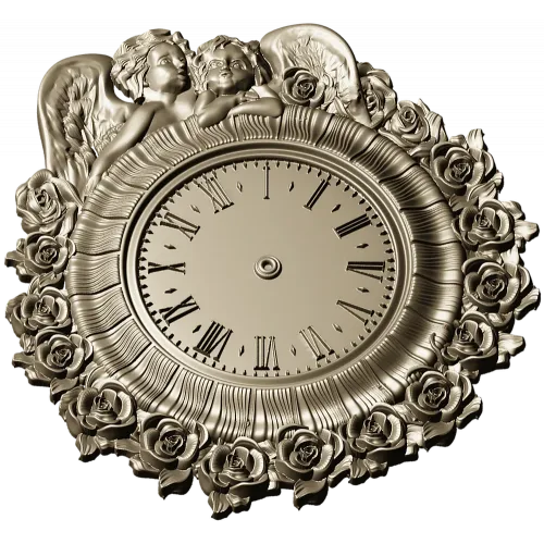 Decorative Angel Clock 3D Model STL for CNC Milling