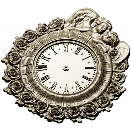 Decorative Angel Clock 3D Model STL for CNC Milling