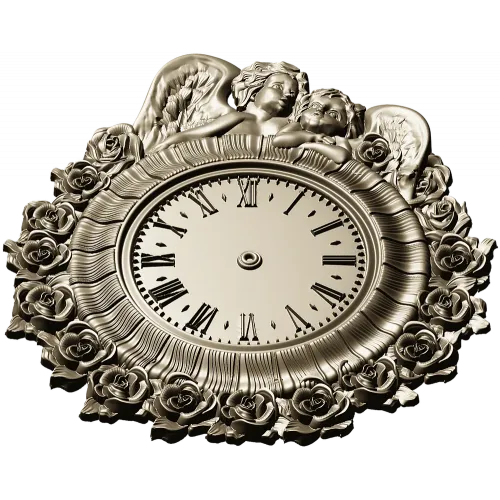 Decorative Angel Clock 3D Model STL for CNC Milling