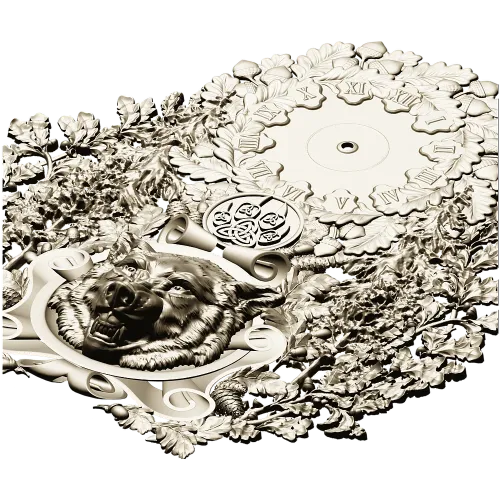 Timber Wolf Clock 3D STL Model for CNC Milling
