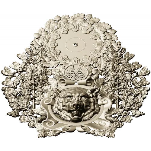 Timber Wolf Clock 3D STL Model for CNC Milling