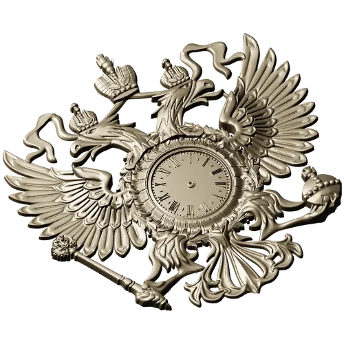 Dual-Headed Eagle Clock Emblem STL 3D Model for CNC Milling