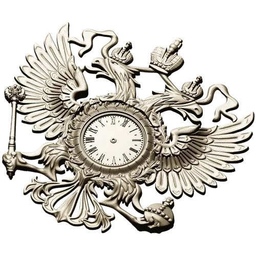 Dual-Headed Eagle Clock Emblem STL 3D Model for CNC Milling