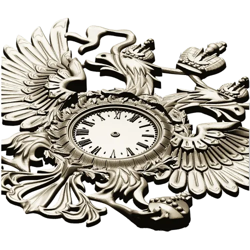 Dual-Headed Eagle Clock Emblem STL 3D Model for CNC Milling