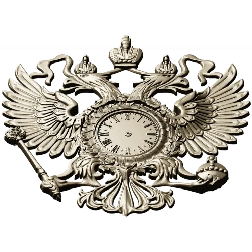 Dual-Headed Eagle Clock Emblem STL 3D Model for CNC Milling