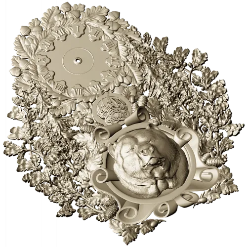 Часы с барельефом медведя - 3D модель STL для ЧПУ