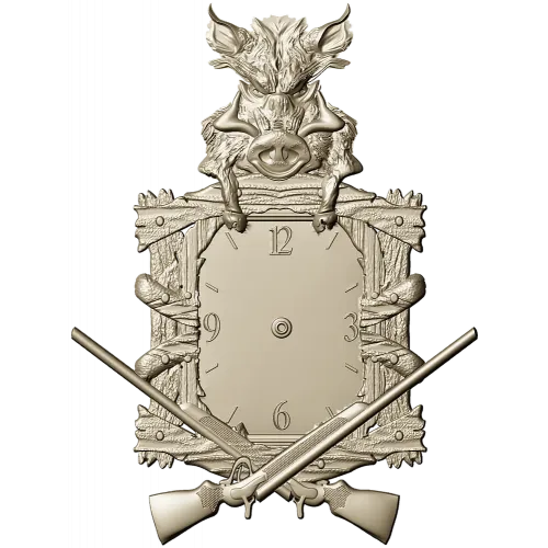 Boar's Vigil Decorative Hunting Clock STL Model for CNC