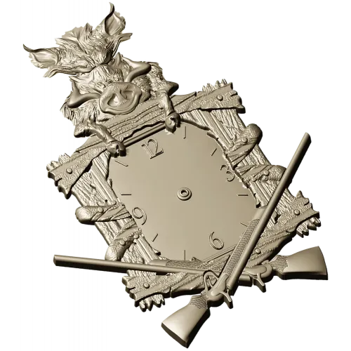 Boar's Vigil Decorative Hunting Clock STL Model for CNC
