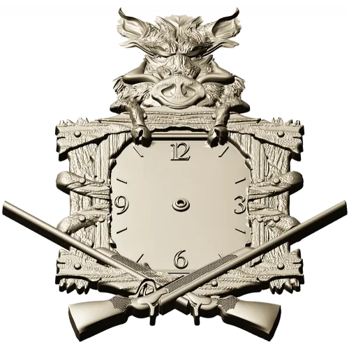 Boar's Vigil Decorative Hunting Clock STL Model for CNC